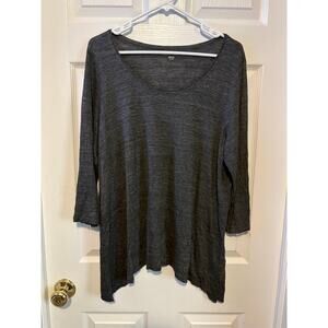 Eileen Fisher butterfly hem 3/4 sleeve round neck tshirt gray women’s XL